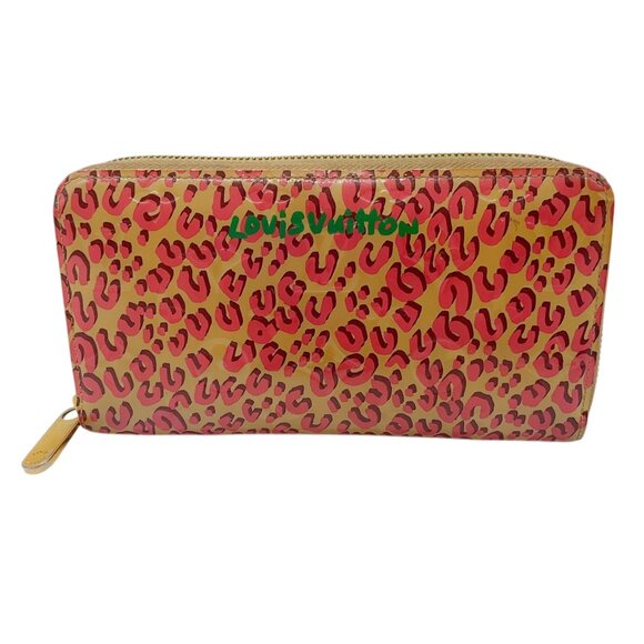 Louis Vuitton Beige / Pink / Green Printed Zip Around Wallet - Picture 1 of 10